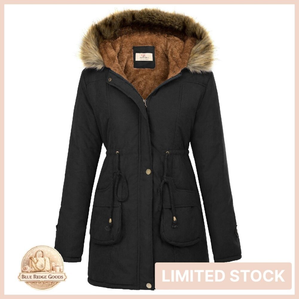 Winter Fleece Parka Hooded Military Jacket Long Puffer Coat Chic Warm